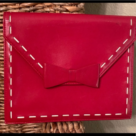 💯 AUTH RARE YVES SAINT LAURENT BOW RED  CLUTCH - Picture 1 of 4